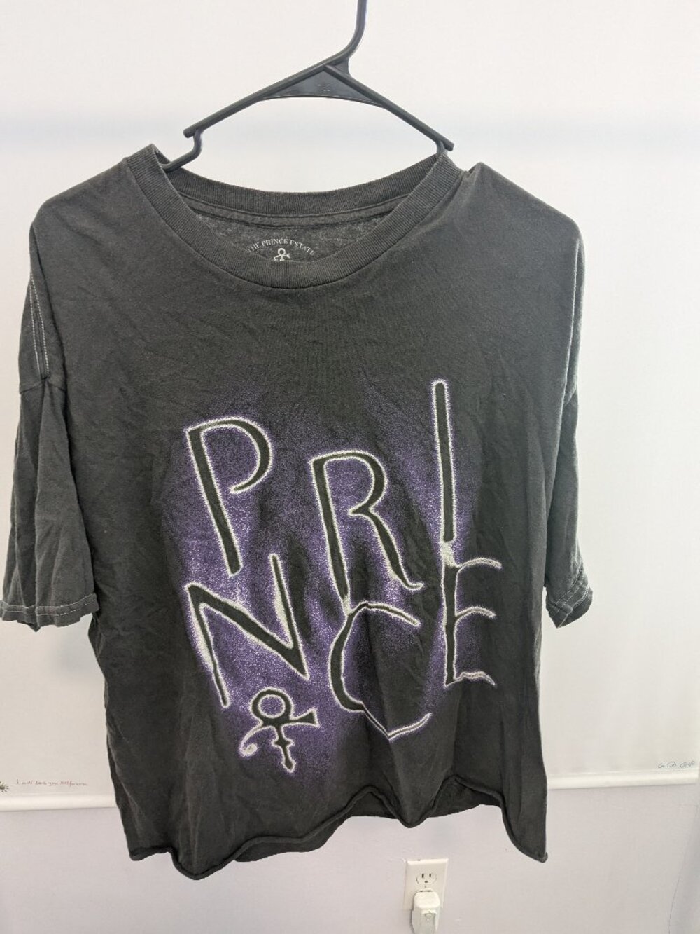 Cropped Prince Official Estate Band Tee Faded Black Love Symbol Graphic M